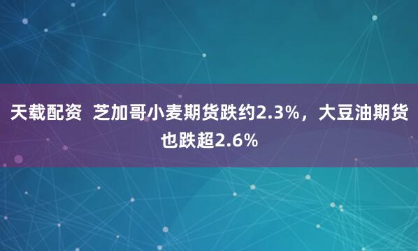 天载配资  芝加哥小麦期货跌约2.3%，大豆油期货也跌超2.6%
